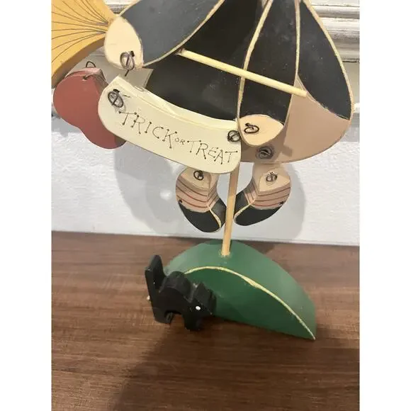 Vintage Wooden Hand Painted Decor Halloween Witch Primitive Whimsical - Picture 5 of 6